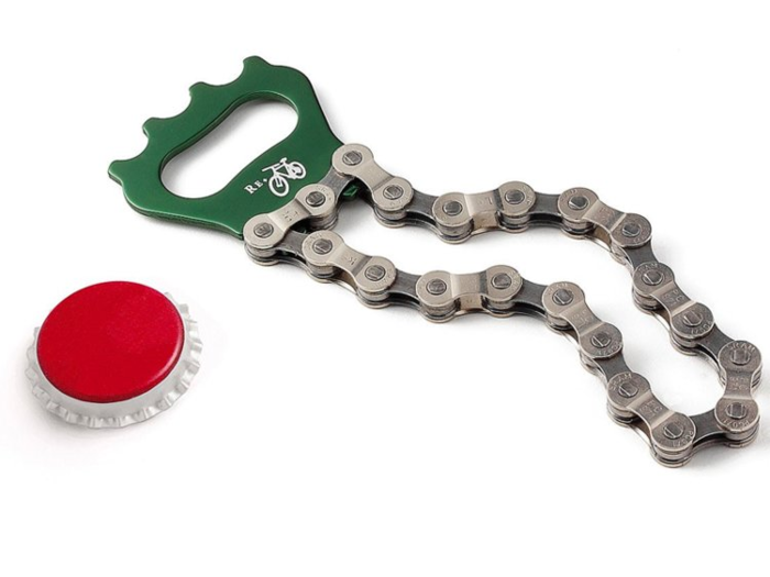 A bike-chain bottle opener