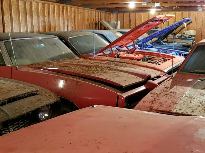 He built five sheds on his property total to store his collection of cars.