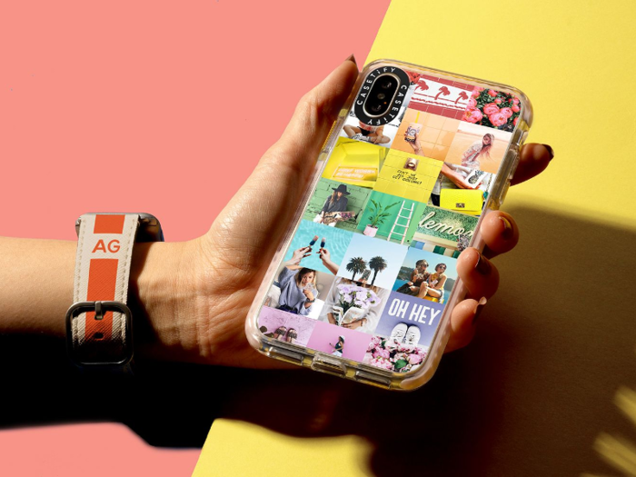 A custom phone case made with a collage of family photos