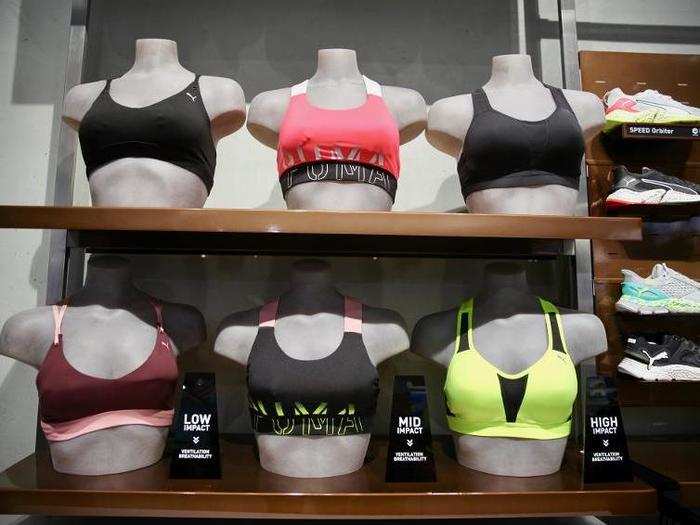 We found some colorful sports bras on display ...