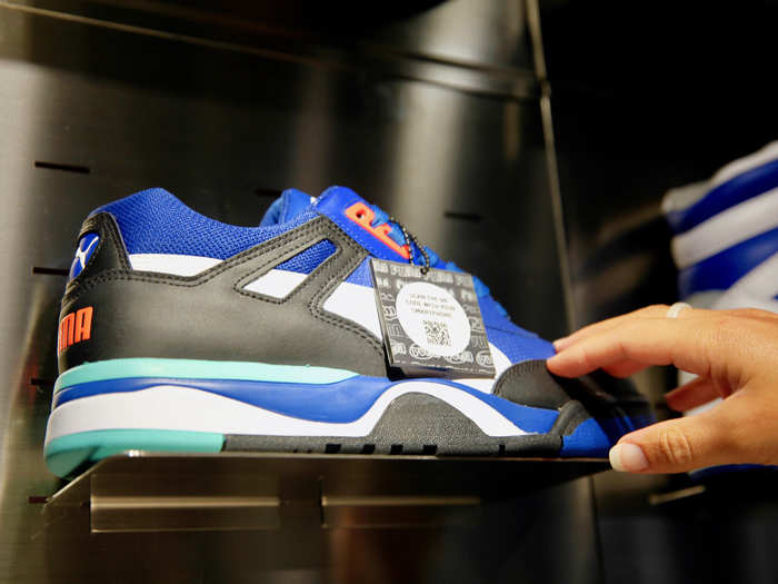 We saw a hefty supply of basketball merchandise in the store, specifically in the footwear department, which featured QR codes located on the products.