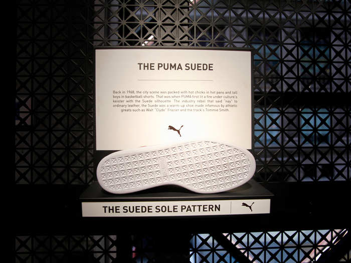 We found a display of the classic Puma Suede sole pattern ...