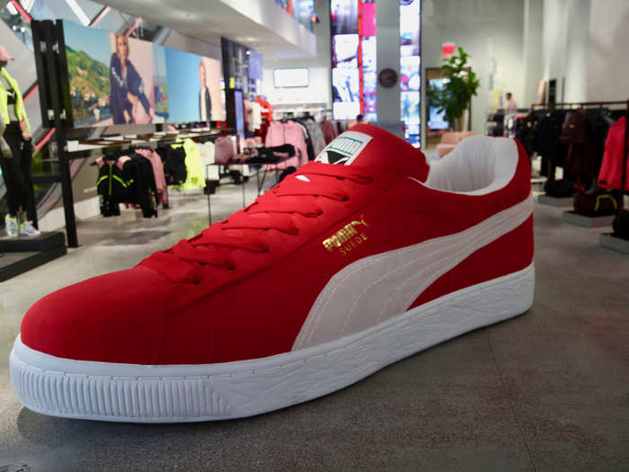 A giant classic Puma Suede sneaker greeted us at the front of the store.