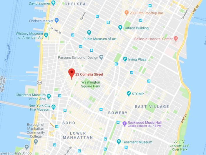 The townhouse is located in the Greenwich Village area of Manhattan in New York City, which is about 15 minutes away from Midtown by subway and just a quarter-mile west of Washington Square Park.