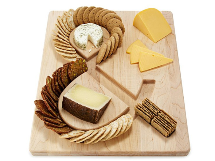 A cheese and crackers serving board for entertainers