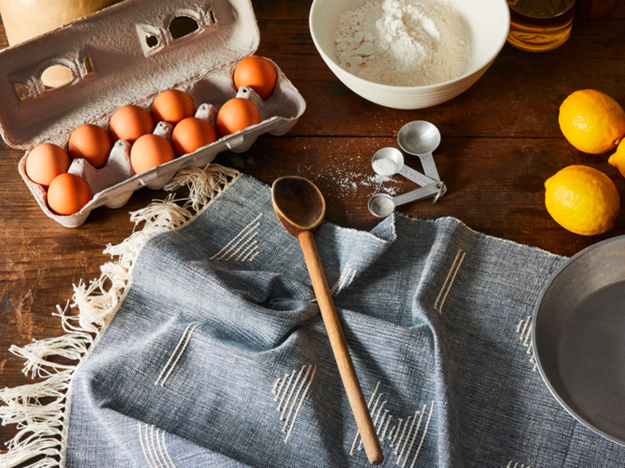 A handwoven towel set for the kitchen