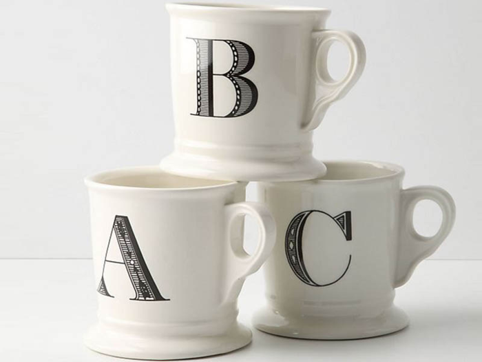 A monogrammed mug