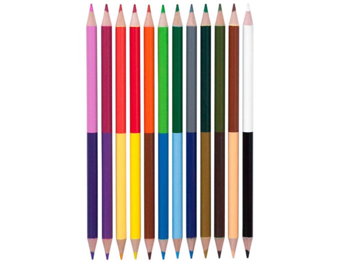 A pack of double-ended colored pencils