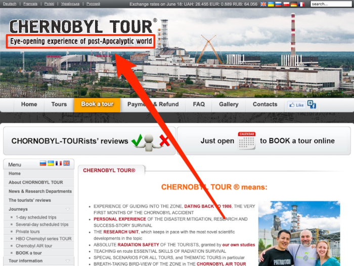 The guided tour company SoloEast has been taking visitors into Chernobyl since 2000, according to CNN. And the website for Chernobyl Tour advertises an "eye-opening experience of post-apocalyptic world."