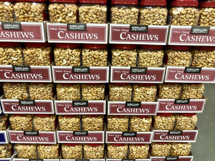 But there were a lot of products from the Kirkland Signature label as well, such as these cashews.