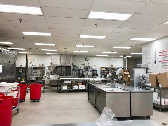 We saw a kitchen through a window near the back of the store, where we assumed some of the cakes and pastries were being made.