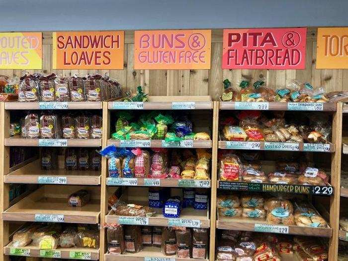 We also found a whole section of different breads, from gluten-free to pita.