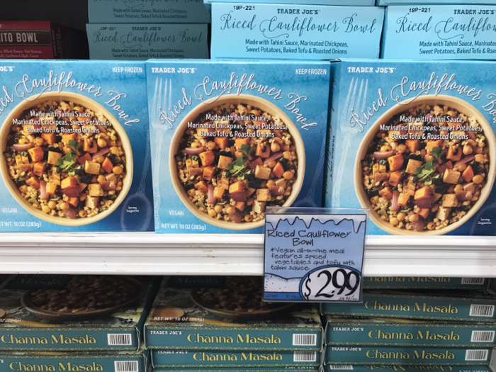 Another similarity between the two grocery store chains was the amount of organic and healthier food products, liked these riced cauliflower meals.