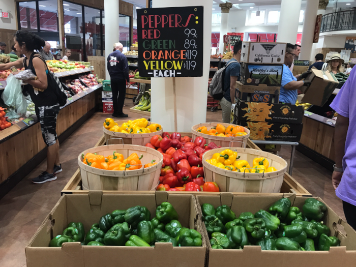 The produce section was first on our list to explore. The food looked good, but the prices were what really made my jaw drop.