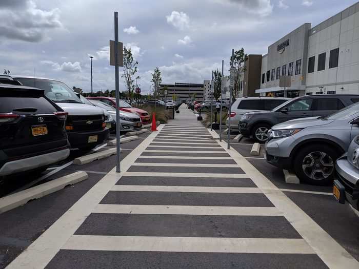 The parking lot for the fulfillment center was correspondingly massive for the thousands of employees who work there.