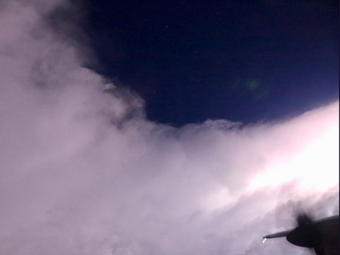 A team of "Hurricane Hunters" with the 53rd Weather Reconnaissance Squadron with the 403rd Reserve Wing recently captured some wild photos from inside Dorian, including some of a lighting storm.