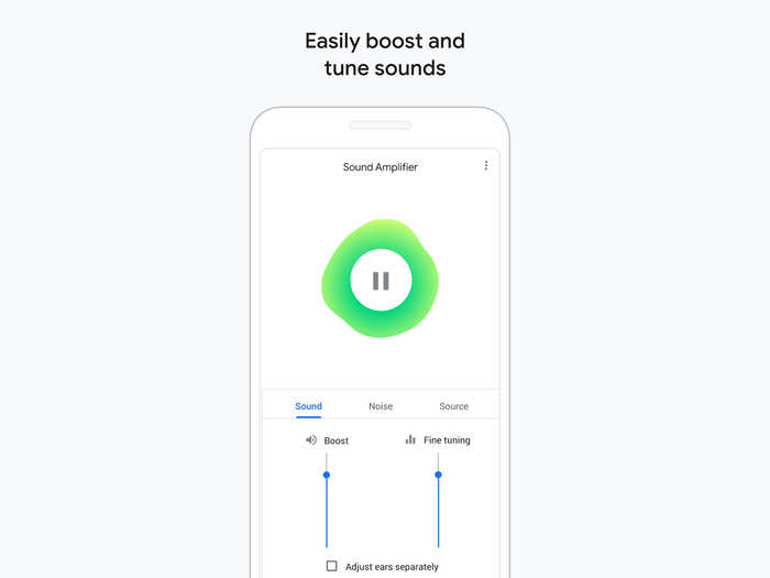 7. A new app called Sound Amplifier can boost the sound you want to hear and filter out background noise. Quick — and odd — disclaimer: It only works with wired headphones.