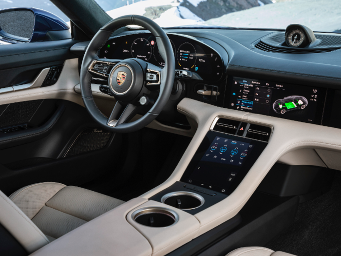 The dashboard looks much like a standard Porsche dashboard, but many of the controls have been moved into the touch screens.