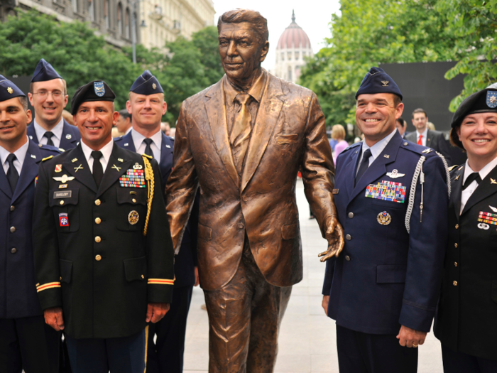 Ronald Reagan has a statue in in Budapest, Hungary.