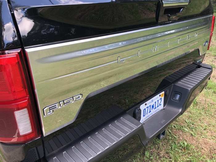The Limited package gives the F-150 a broad swath of chrome on the tailgate.