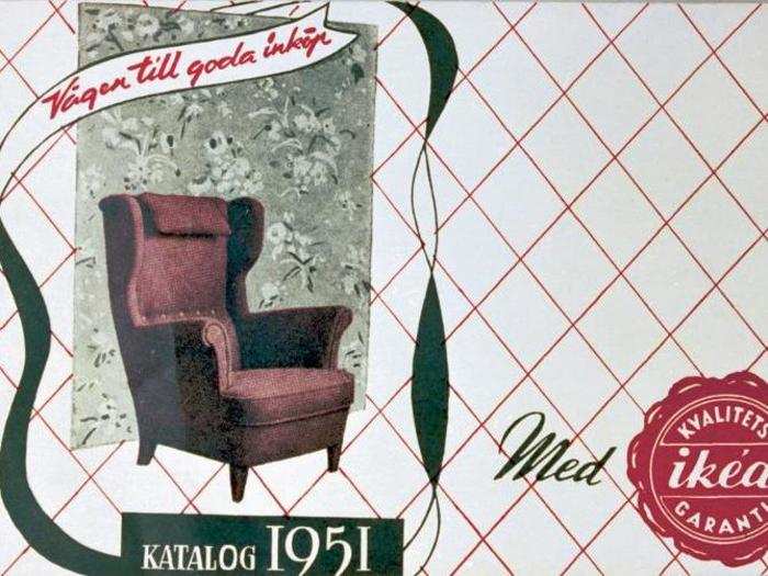 Ikea published its first furniture catalog in 1951 to reach more customers. The first catalog featured a wingback chair on the cover, considered to have been Kamprad’s favorite piece.