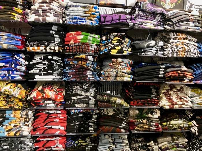 The wall of shirts seemed especially popular among customers who wanted to wear their obsession proudly on their chest — literally.