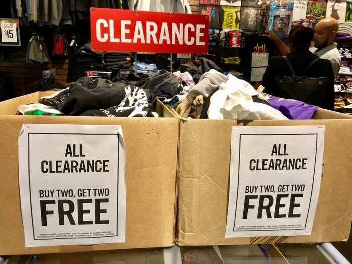 There were some cardboard clearance bins in the front of the store that held some cool T-shirts with pop culture references on them. Plus, there was a "buy two, get two free" sale going on at the time, so the price was right.