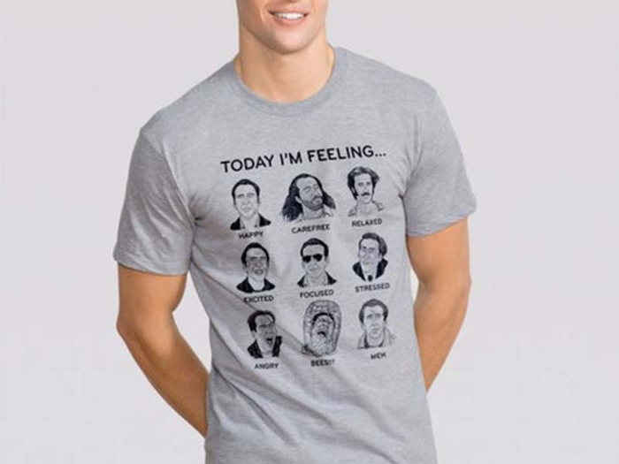 All the moods of Nicolas Cage on a t-shirt