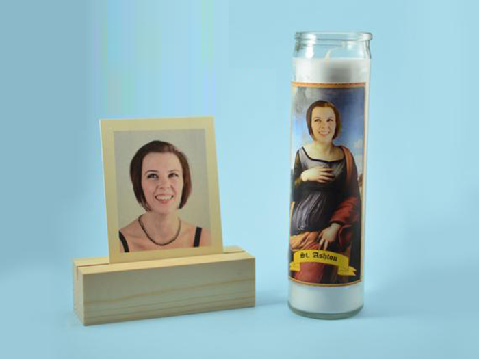 A saint candle with your friend