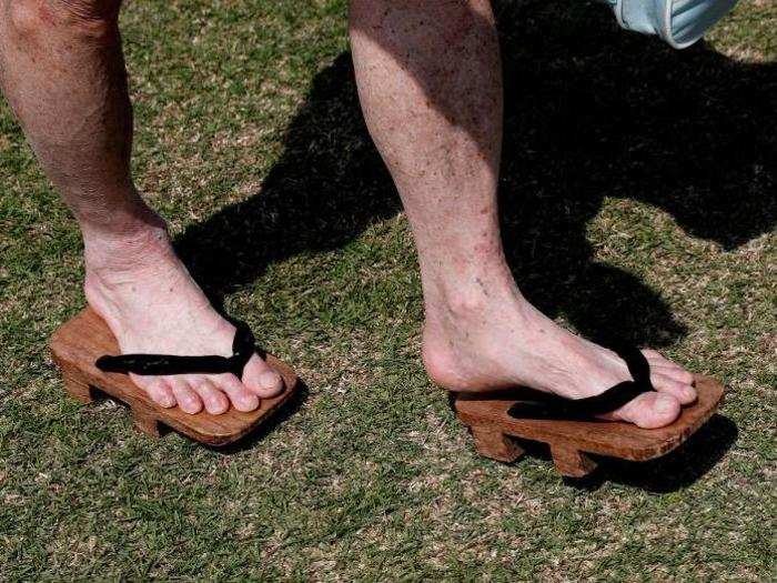 Flip-flops are a rugby essential for a post-match shower.