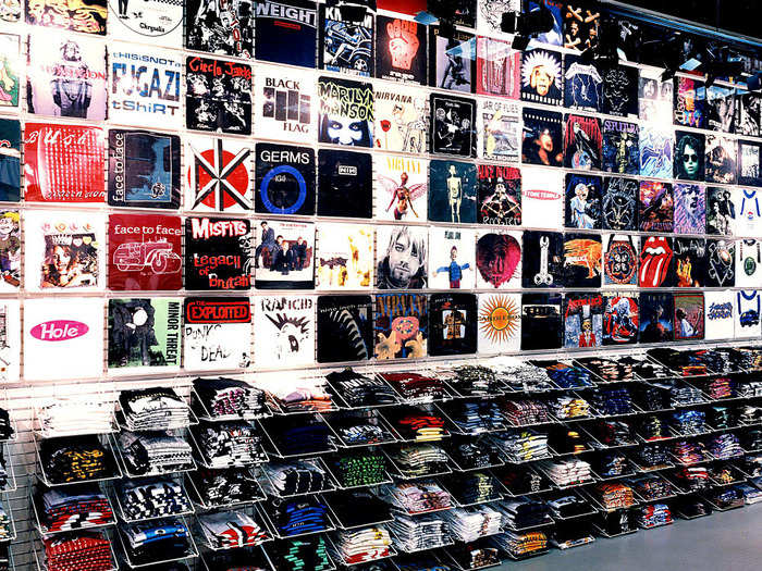 1990 was a crucial year for Hot Topic. The store began to sell different music t-shirts and introduced the first-ever "rock wall" in the stores. CEO Steve Vranes told Business Insider that today, "Music remains very important to Hot Topic. Our wall of music tees is iconic and a staple in all stores."