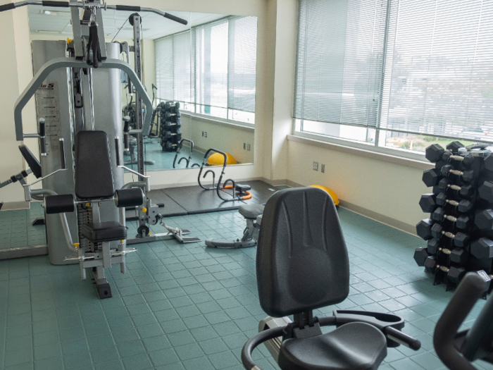 The terminal also includes a gym outfitted with cardio and weight lifting equipment.