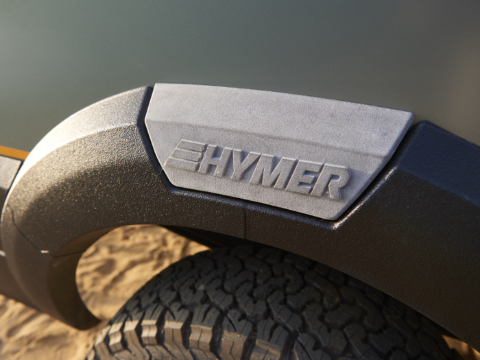 Parts of the home, including the wheel arch panel, were produced using 3D printing, which Hymer claims gives the parts a “robust, rubber-like quality.”