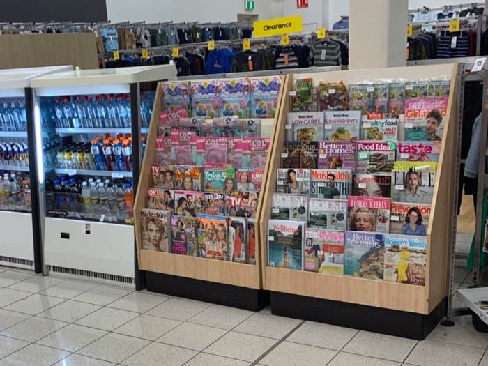 The same temptation awaited customers in the form of cold drinks and tabloids closer to the front of the line. This is another marketing tactic that links the two Targets across the ocean.