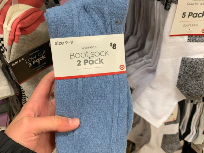 My primary goal during my shopping adventure was to find a piece of clothing that would protect me from the harsh Sydney wind. I first found a pair of thick boot socks, priced at the equivalent of $5.48 in the States. These were intriguing, but I decided to walk back through the women