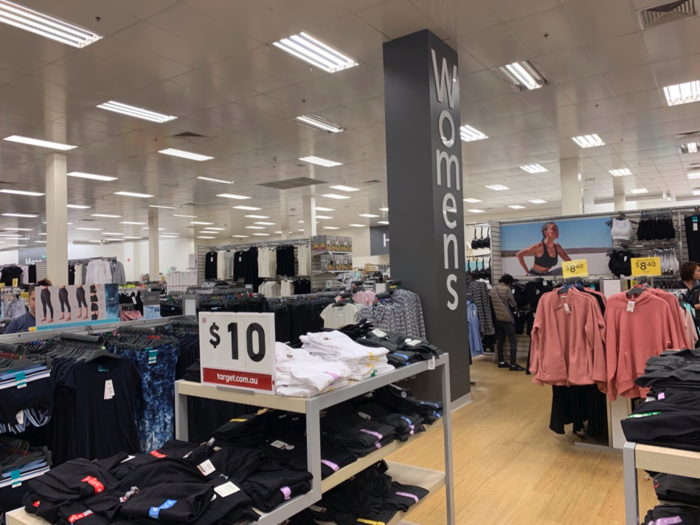 The store was broken down into familiar sections, with sizable signs for each — women