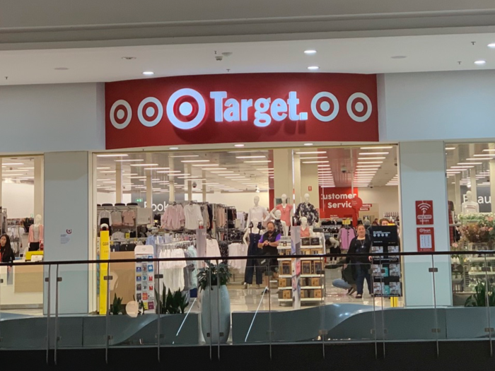 Inside the shopping center, I immediately spotted the all-too-familiar red and white Target logo. Aside from the font of its sign being slightly different than in the US and an additional period at the end of "Target," the branding of the store was virtually identical.