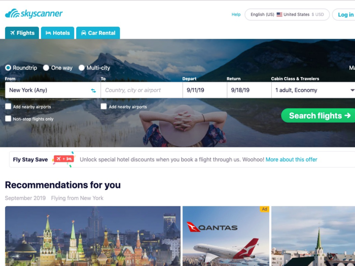 Use the website Skyscanner to find the lowest fares