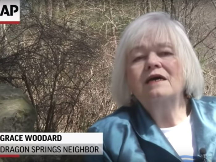 Woodward said when she and her friend were admiring trees near the entrance to Dragon Springs, two security cars appeared with flashing lights, and did not stop until they left the area.