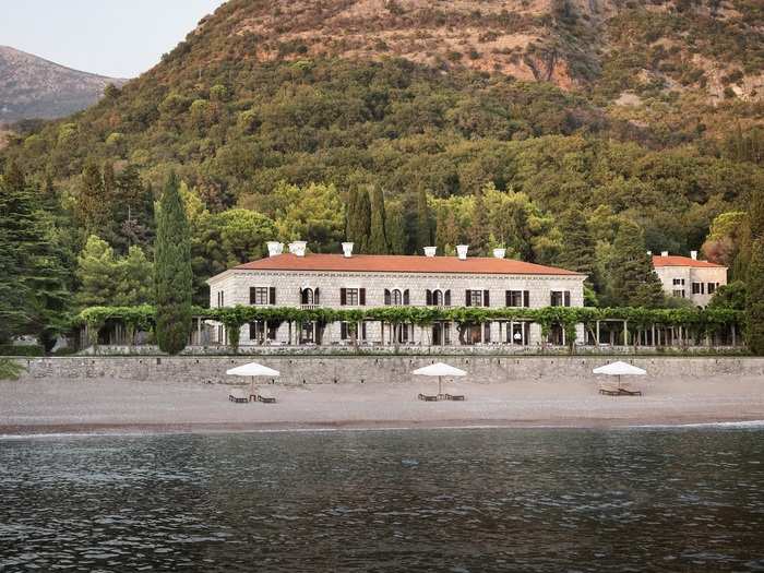 Overlooking the Adriatic Sea, the stone-walled Villa Milocer sits on 80 acres and is surrounded by lush forests with more than 800 olive trees. It was once the summer residence of the Serbian royal family before Aman took over.