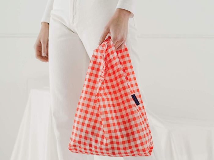 A convenient, reusable bag that folds up to the size of a business card