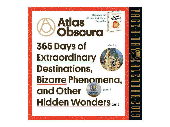 An Atlas Obscura calendar full of daily photos and tidbits about the world