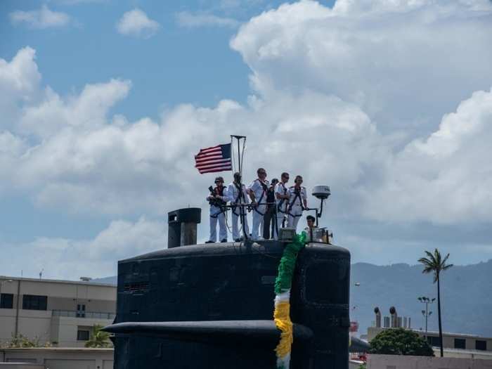 The powerful sub "completed her final deployment after 35 years of service, circumnavigating the globe in seven months starting from Oahu, Hawaii, transiting through the Panama Canal, Strait of Gibraltar and Suez Canal," Cmdr. Benjamin Selph, the sub