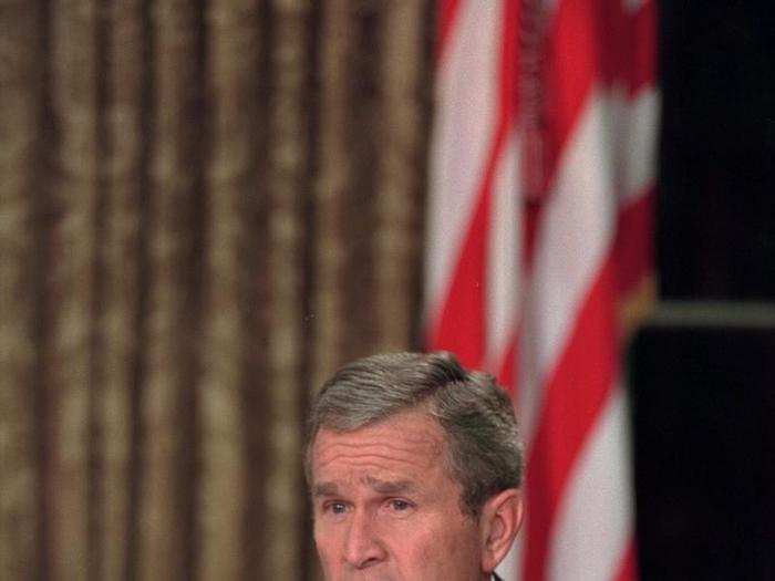 Bush delivers his televised address.