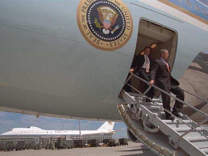 Bush arrives at Offutt Air Force Base.