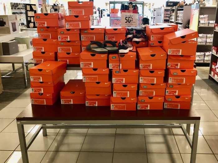 In the shoe department, we found a large supply of Nike sneakers, as we did in Kohl