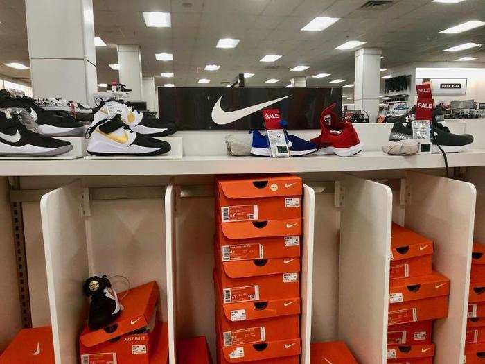 There were a lot of shoes with brand names, like Nike.