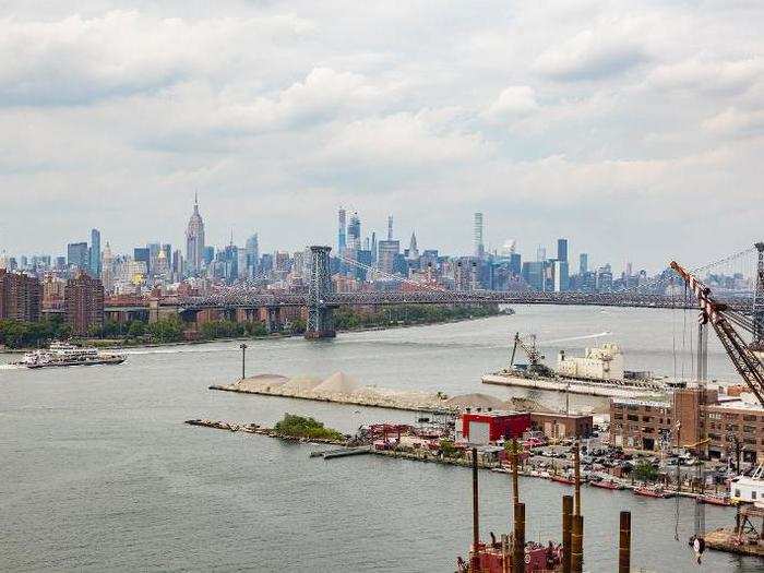 A view of midtown Manhattan and the still-functioning parts of the Navy Yard.