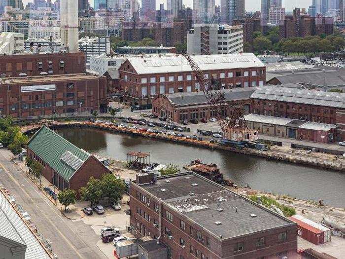 From the terraces, you can see the Navy Yard, which houses projects like the New Lab startup hub.