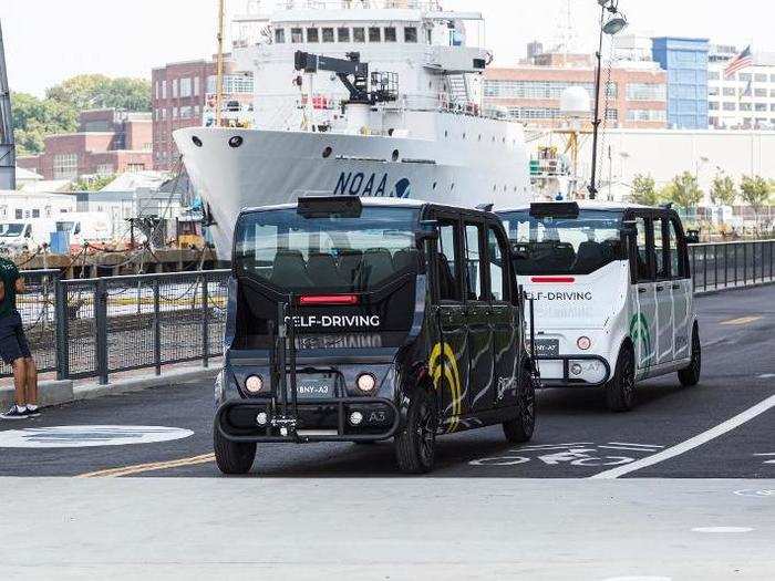 The Navy Yard has self-driving cars, powered by Optimus Ride, that run a loop through to bring ferry riders throughout the space.